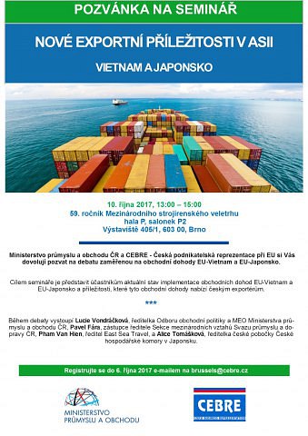 Pozvánka na seminář Nové exportní příležitosti v Asii – Vietnam a Japonsko